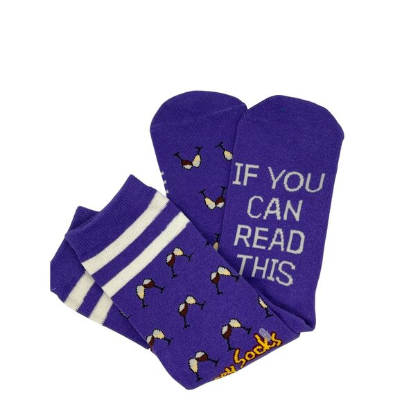Funny Purple Socks "If You Can Read This Bring Me Wine" NWOT - Picture 1 of 2